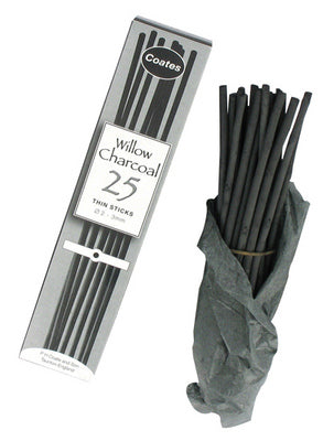 COATES WILLOW CHARCOAL THIN (2-3mm) (25