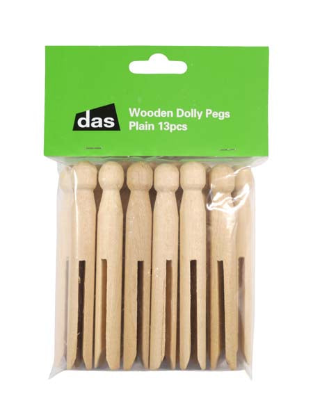 WOODEN DOLLY PEGS PLAIN 13pc
