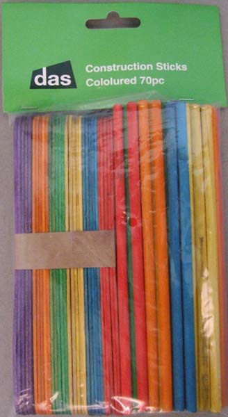 CONSTRUCTION STICKS COLOURED 70pc