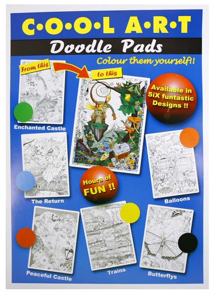COOL ART DOODLE PAD A2 BLUE (enchanted c