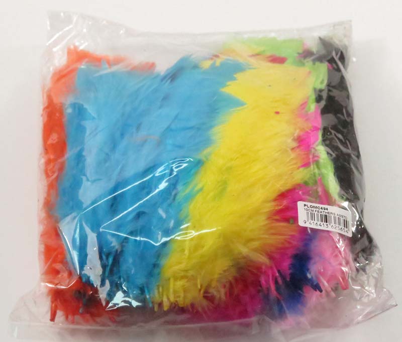 FEATHERS ASSORTED COLOURS 10cm
