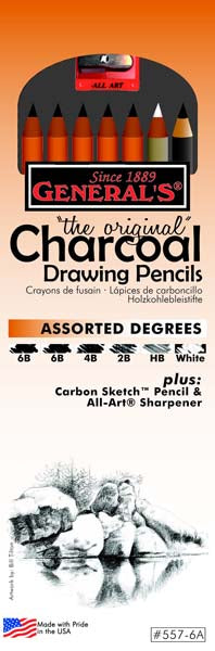 CHARCOAL DRAWING PENCILS ASSTD 7pc w/SHA
