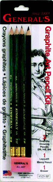 GRAPHITE/LAYOUT SET w/ERASER (4pc Bliste