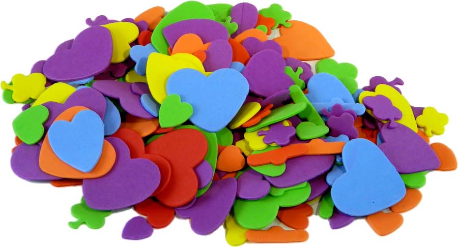 Foam Hearts and Flowers (250 pieces)