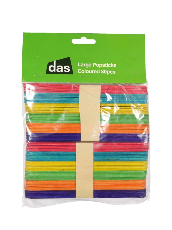 LARGE POPSTICKS COLOURED 80pc