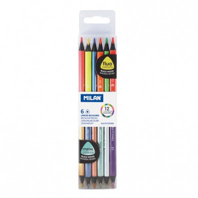 Milan Bicolour Pencils Fluo-Metal 6's