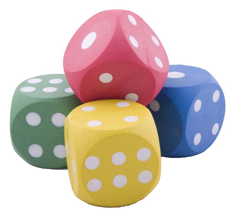 RUBBER DICE 53mm ASSTD COLOUR