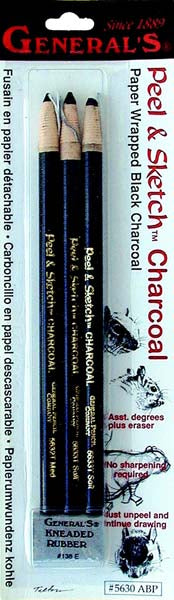 PEEL & SKETCH CHARCOAL w/KNEADABLE (3pc