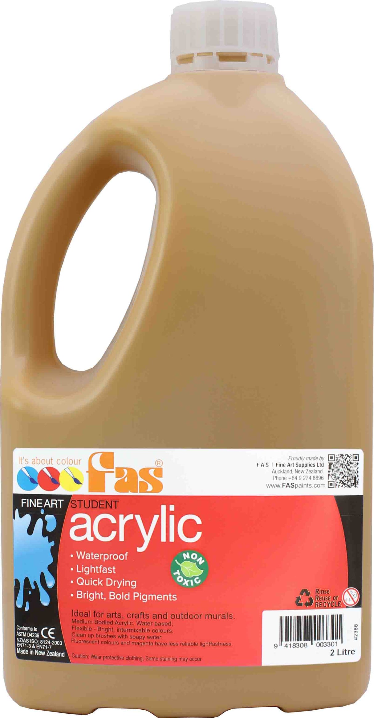 FAS STUDENT ACRYLIC 2LTR RAW SIENNA (O)