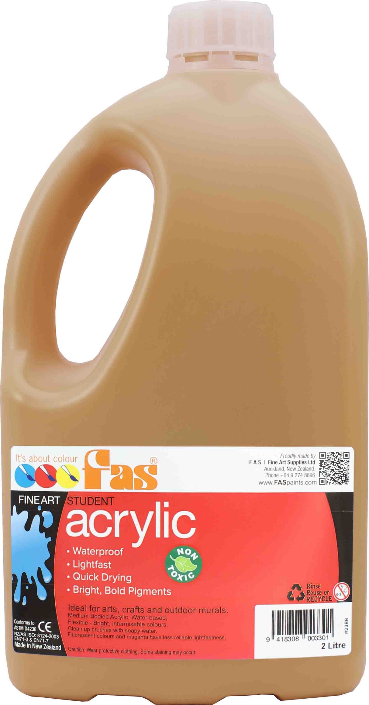 FAS STUDENT ACRYLIC 2LTR GOLD OXIDE (O)