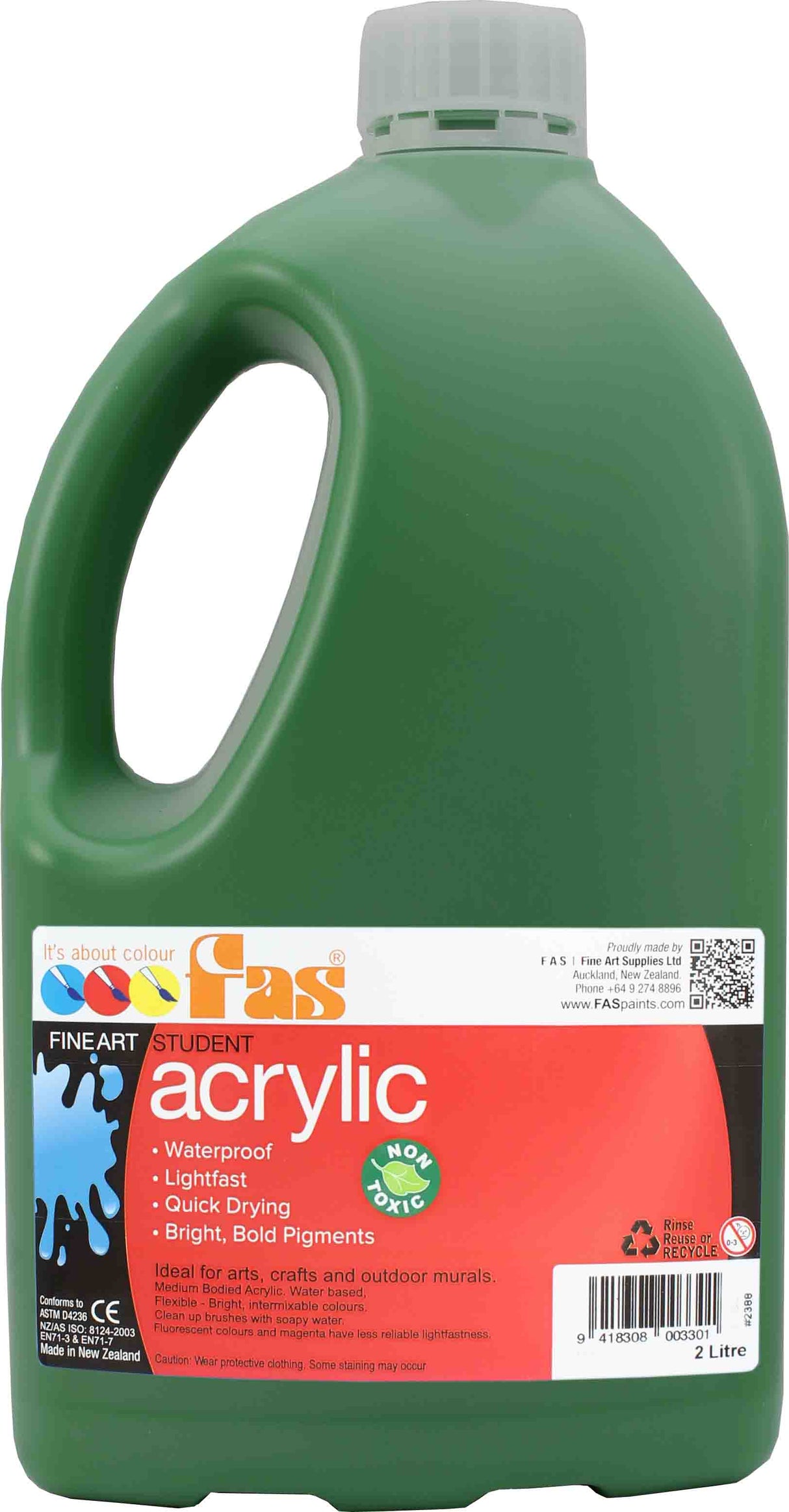 FAS STUDENT ACRYLIC 2LTR GREEN DARK (O)