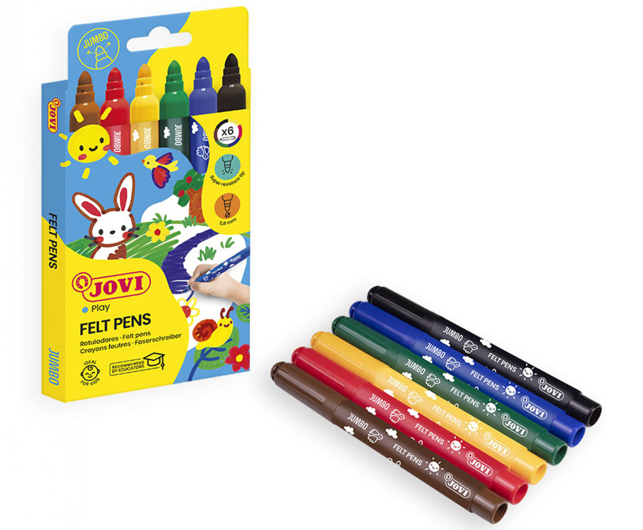 JOVI WASHABLE MAXI FELT-TIP PEN 6s