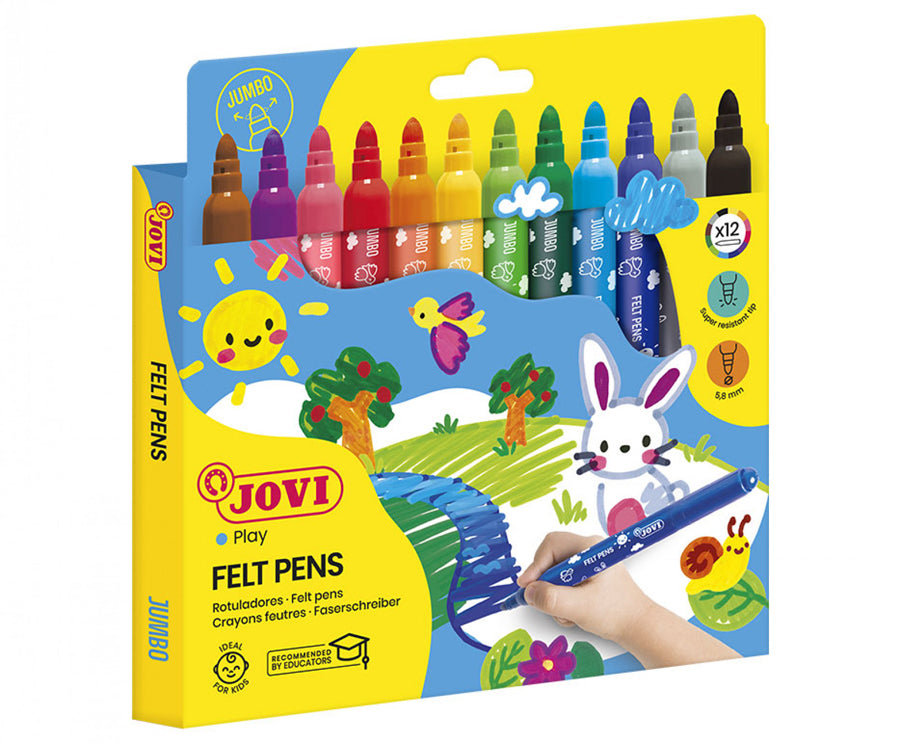 JOVI WASHABLE MAXI FELT-TIP PEN 12s