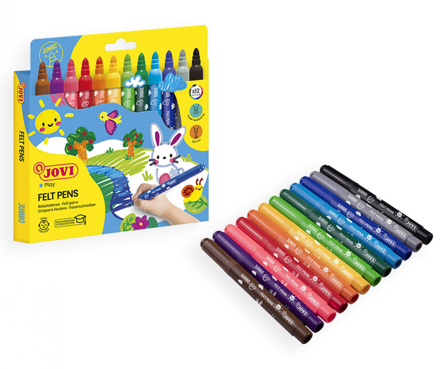 JOVI WASHABLE MAXI FELT-TIP PEN 12s