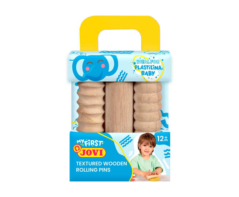 JOVI PLASTALINA Baby 3 Wooden Rolling Pins Asstd
