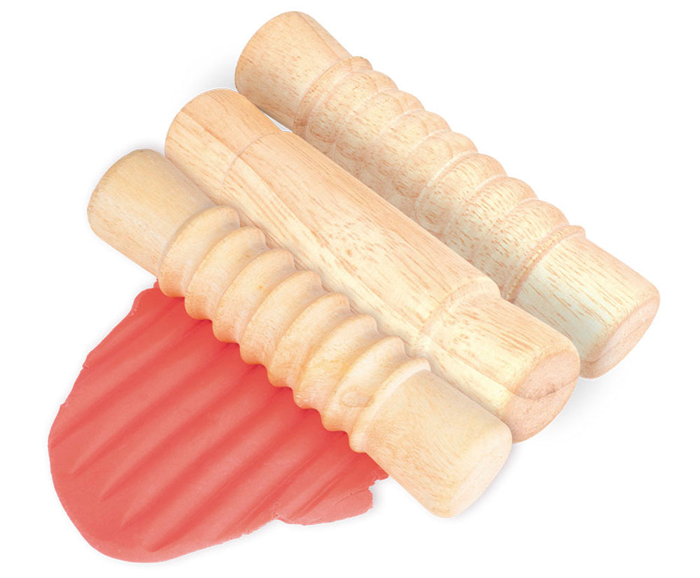 JOVI PLASTALINA Baby 3 Wooden Rolling Pins Asstd