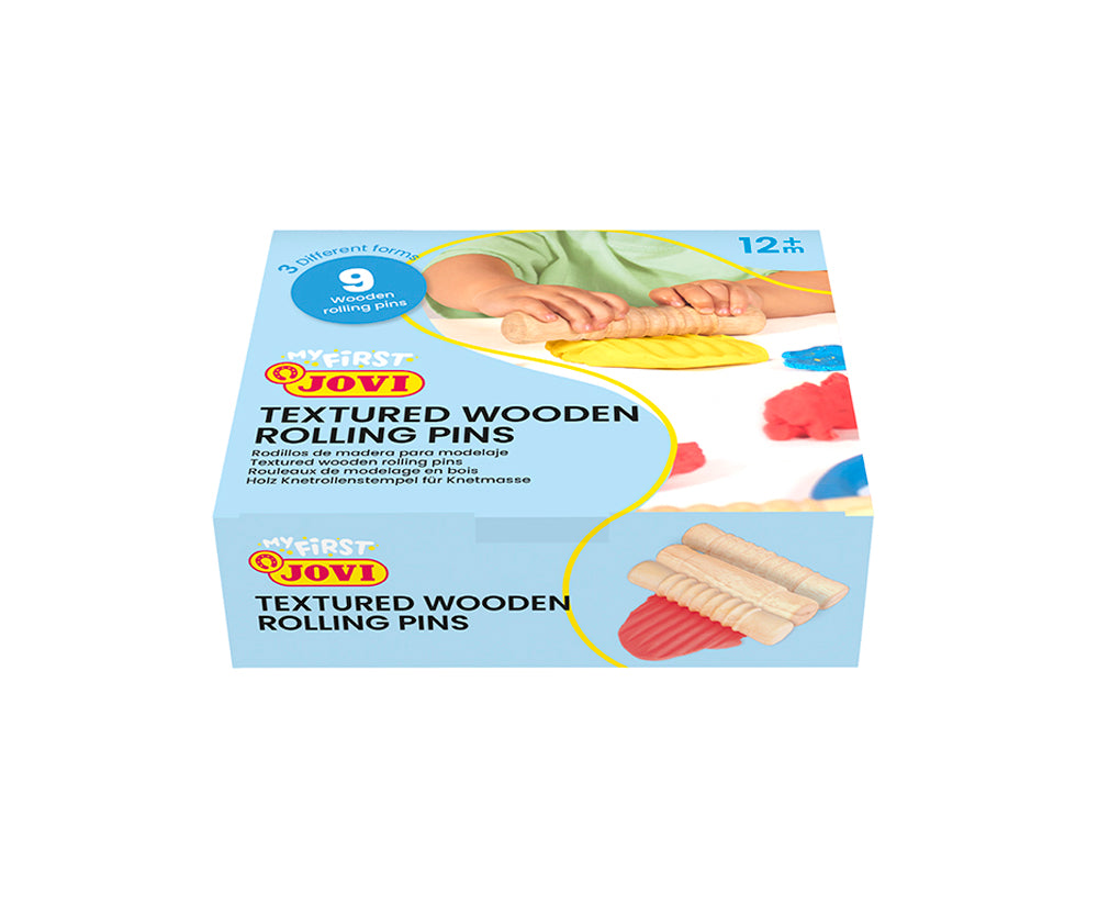 JOVI PLASTALINA Baby Schoolpack 9 Wooden Rolling Pins Asstd