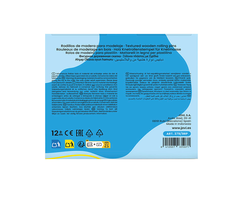 JOVI PLASTALINA Baby Schoolpack 9 Wooden Rolling Pins Asstd