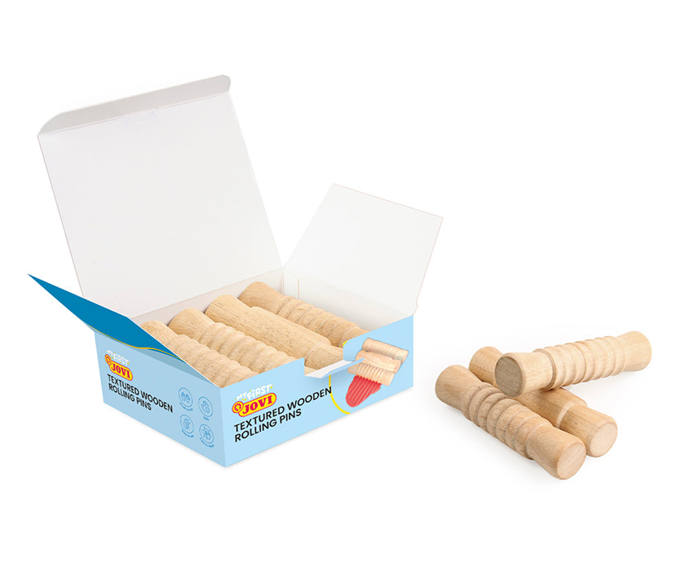 JOVI PLASTALINA Baby Schoolpack 9 Wooden Rolling Pins Asstd