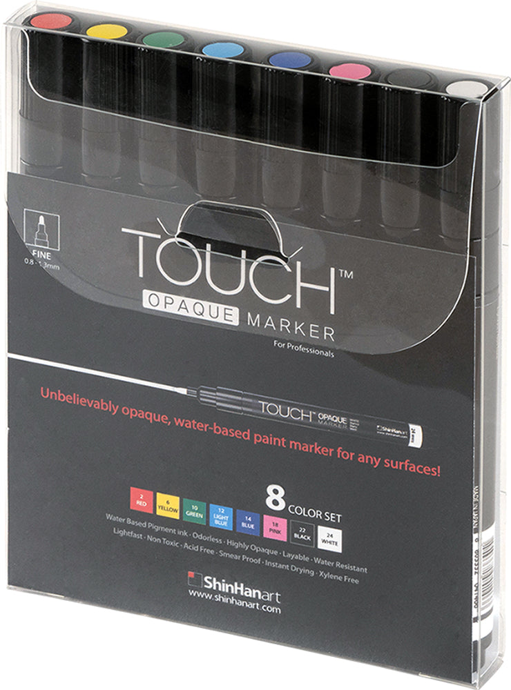 SHINHAN TOUCH OPAQUE MARKER 8 COLOUR SET - FINE
