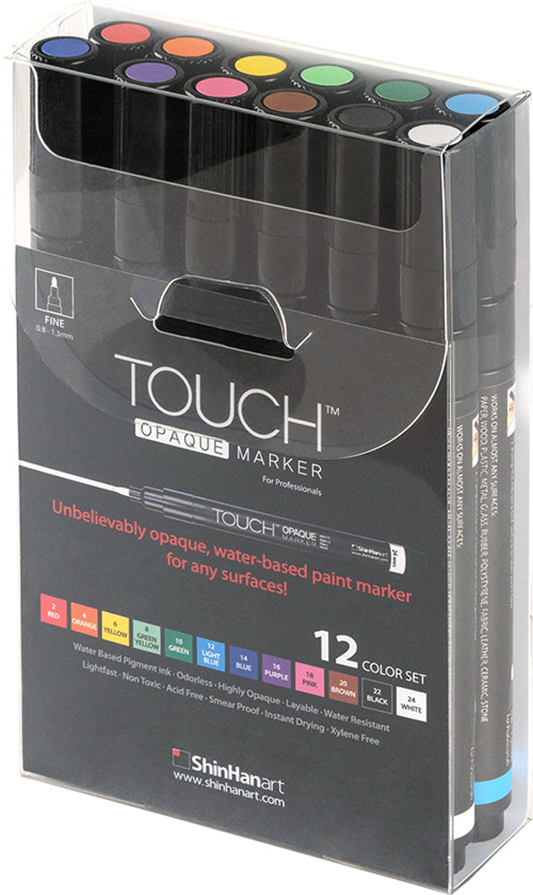 SHINHAN TOUCH OPAQUE MARKER 12 COLOUR SET - FINE