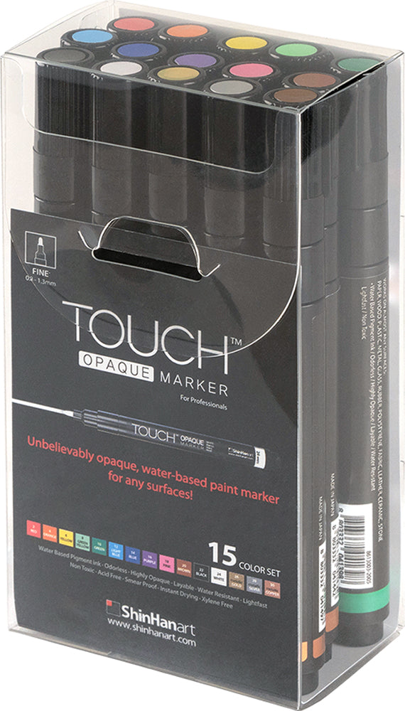 SHINHAN TOUCH OPAQUE MARKER 15 COLOUR SET - FINE