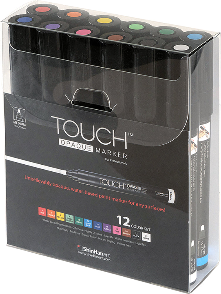 SHINHAN TOUCH OPAQUE MARKER 12 COLOUR SET - MEDIUM