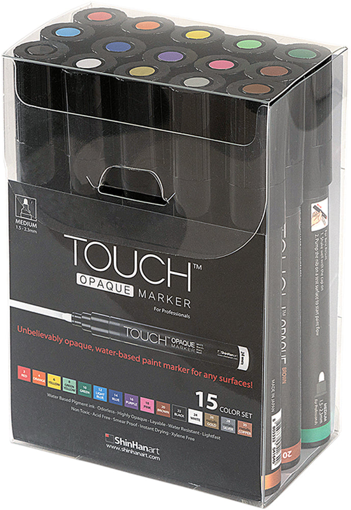 SHINHAN TOUCH OPAQUE MARKER 15 COLOUR SET - MEDIUM