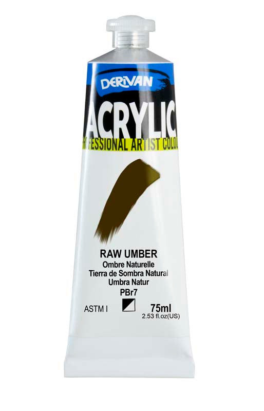 DERIVAN ACRYLIC 75ML RAW UMBER