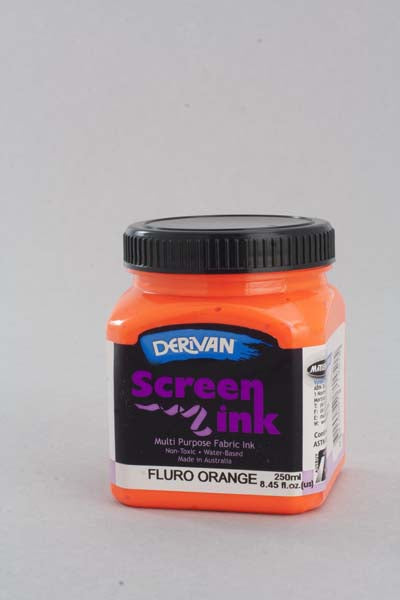 DERIVAN SCREEN INK 250ML FLOURESCENT ORA