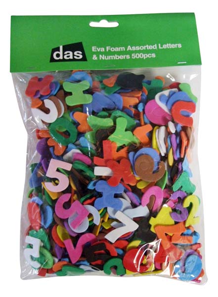 EVA FOAM ASSORTED LETTERS & NUMBERS 500p