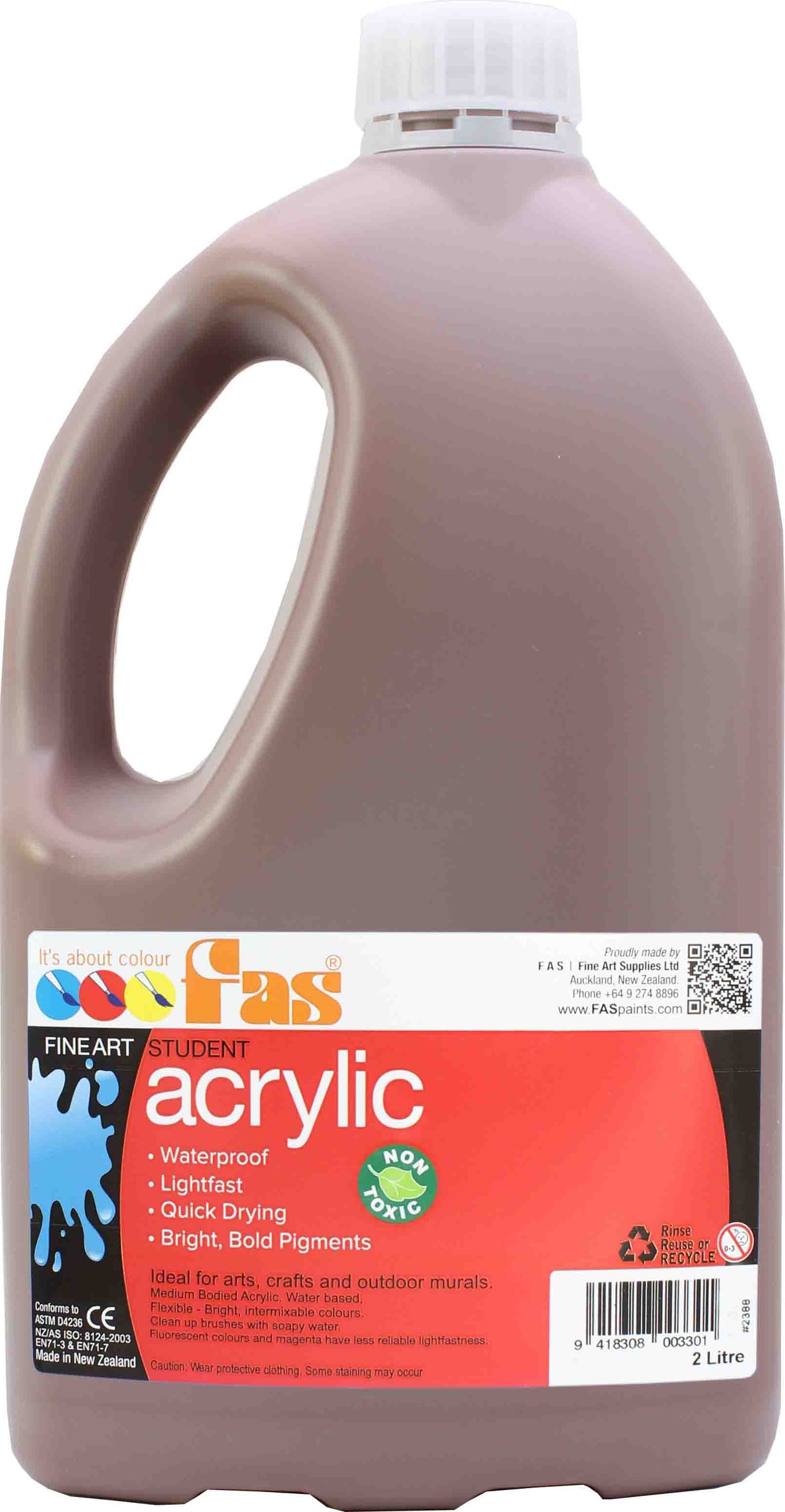 FAS STUDENT ACRYLIC 2LTR BURNT UMBER