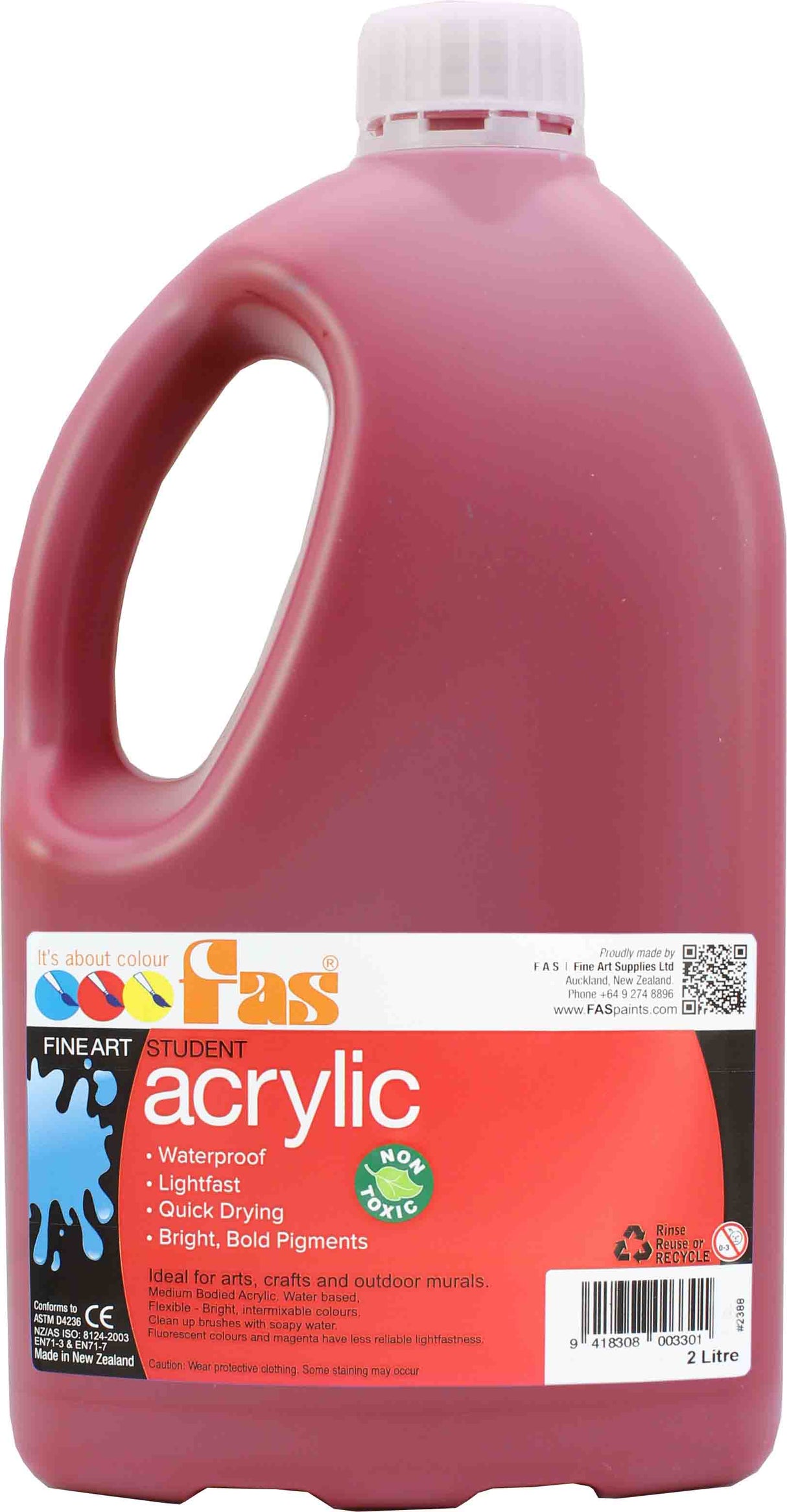 FAS STUDENT ACRYLIC 2LTR COOL RED