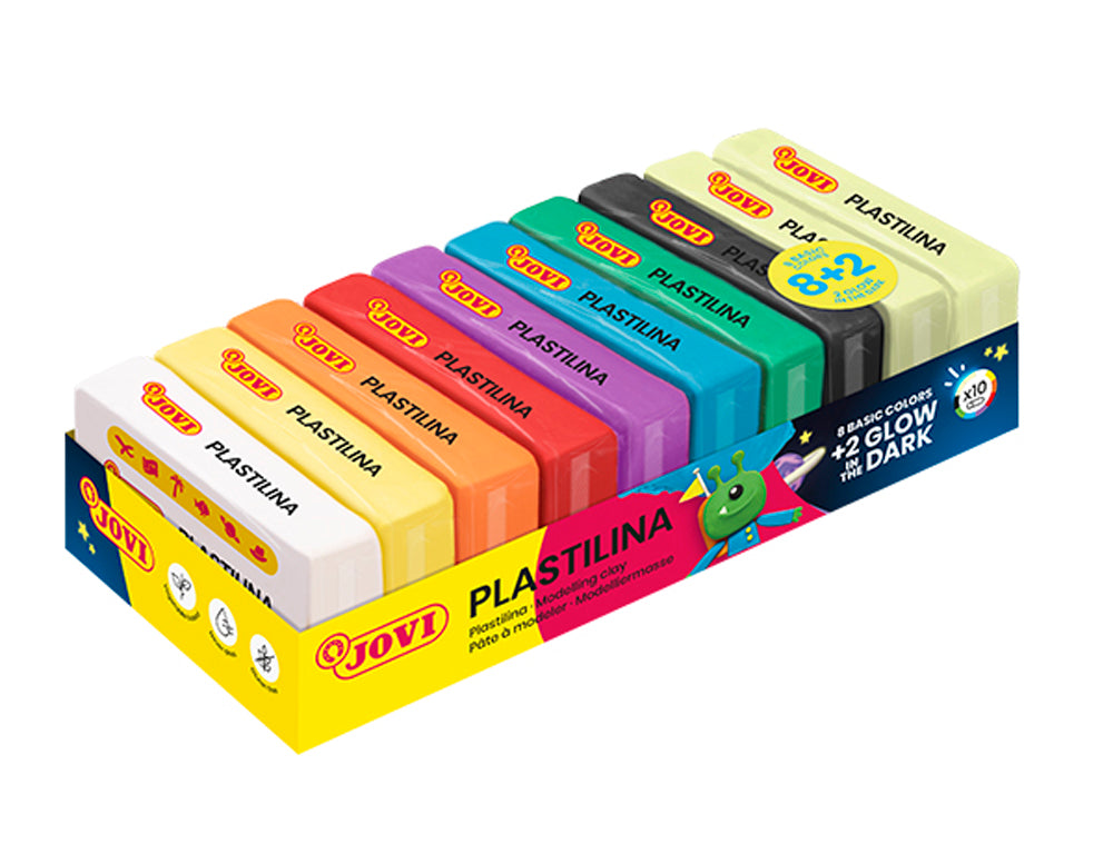 JOVI PLASTILINA 10 bars 50g 8 + 2 GLOW
