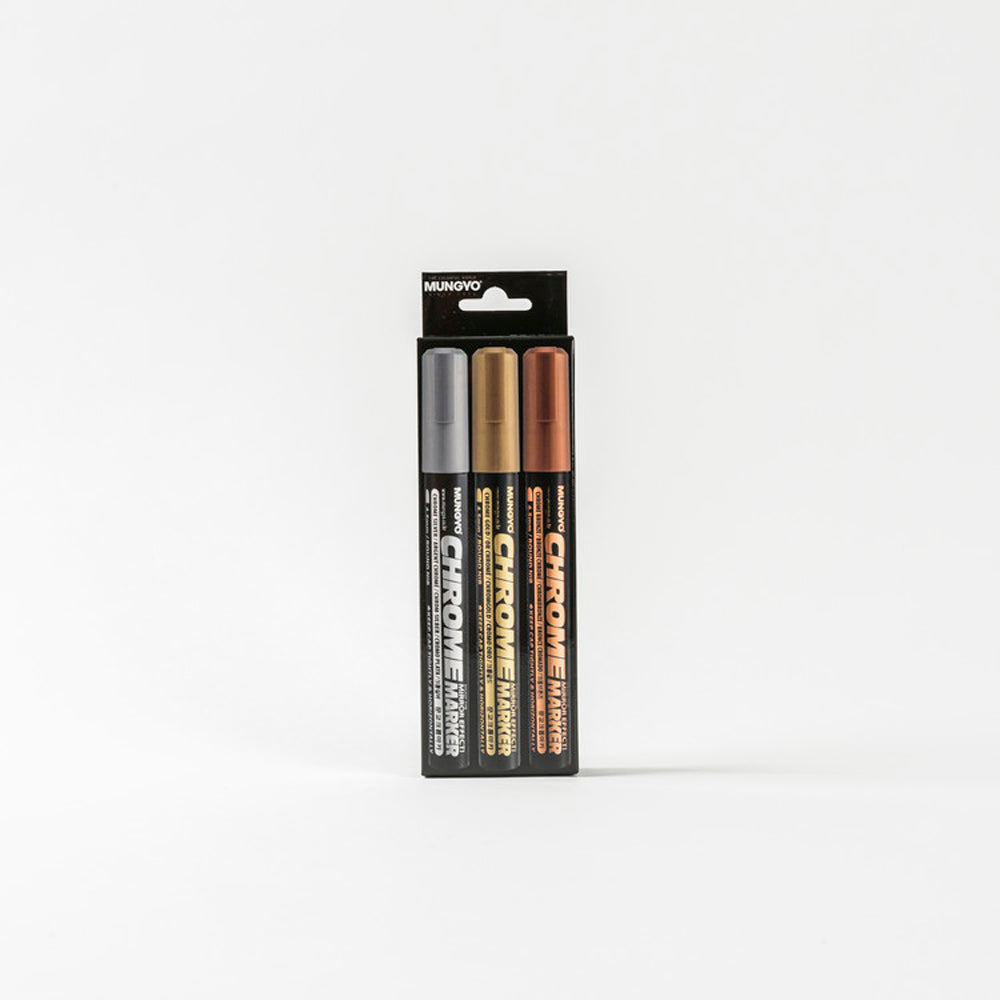 MUNGYO CHROME MARKERS 3 Asstd (Gold/Silver/Bronze)