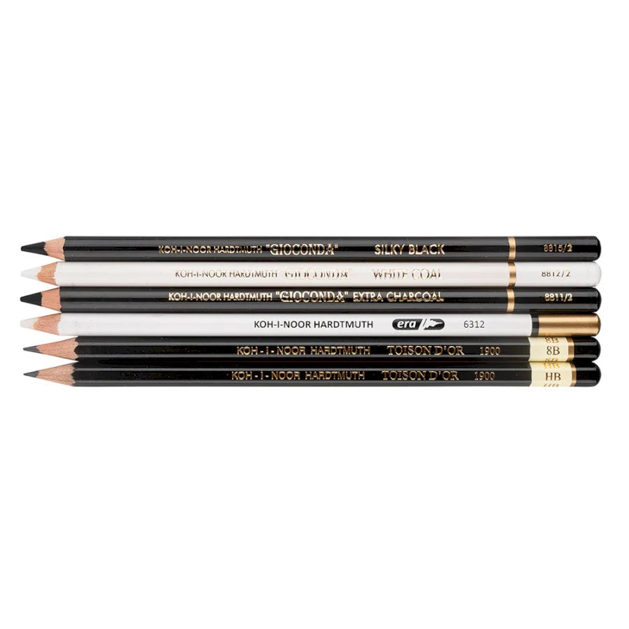 GIOCONDA SET 5 B&W PENCILS/ERASER