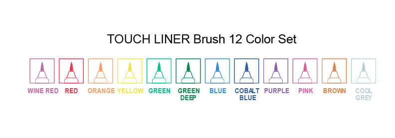 SHINHAN TOUCH LINER SET OF 12 COLOURS [BRUSH]