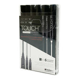 SHINHAN TOUCH OPAQUE MARKER BLACK & WHITE 6 ASSORTED SET